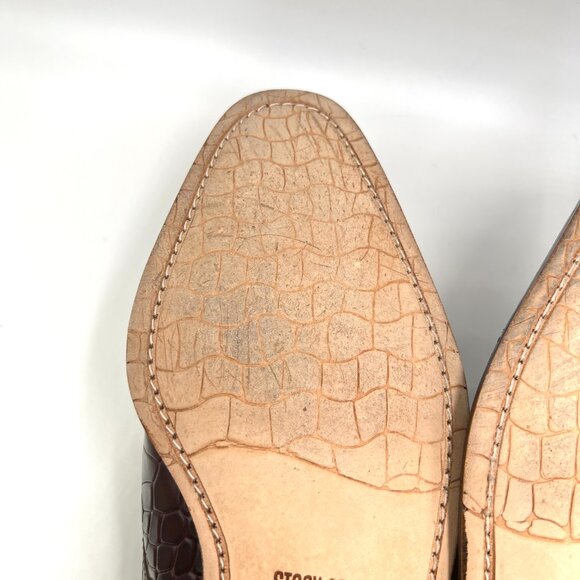 Stacy Adams Mens Size 9 Burgundy Brown Leather Croc Gator Monk Strap Dress Shoes - Picture 10 of 13